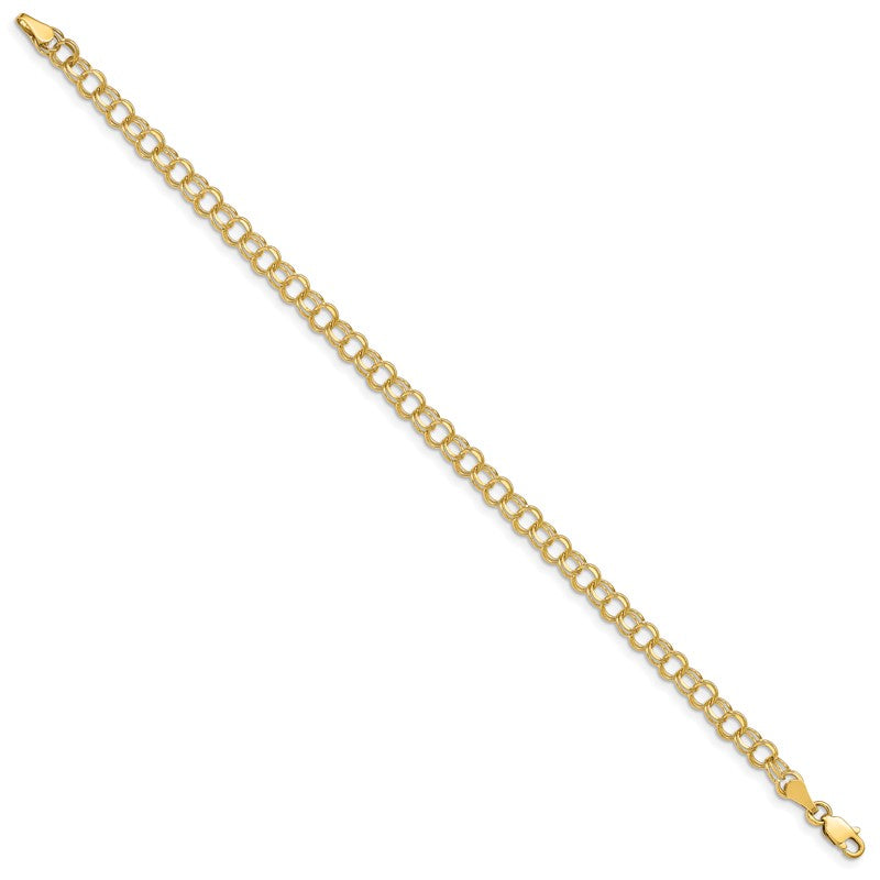 10k Women's 4MM Double Link Charm Bracelet, 7 inch