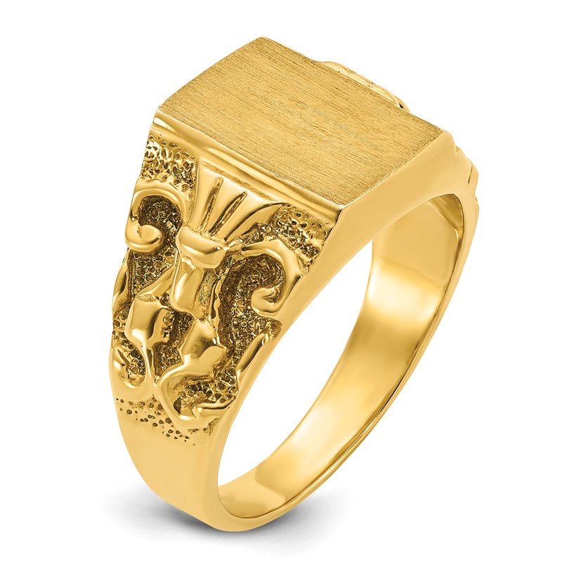 14k Yellow Gold Men's IBGoodman 13x9mm Signet Ring, Size 10