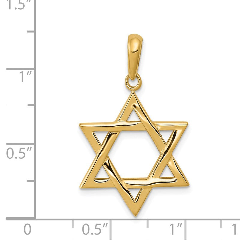 14K Yellow Gold Star of David Charm Pendant