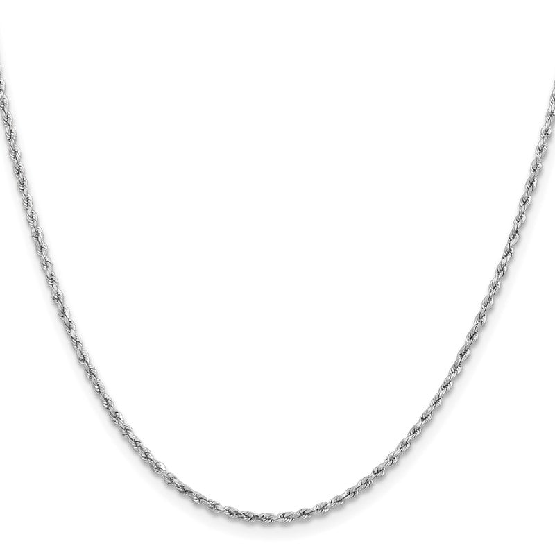 14k White Gold 1.8mm Lightweight Rope Chain Necklace, 16" Inch