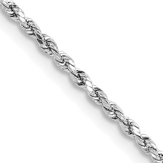 14k White Gold 1.8mm Lightweight Rope Chain Necklace, 16" Inch