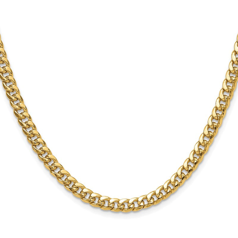 10K Yellow Gold 5.25mm Semi-Solid Miami Cuban Chain Necklace, 18" Inch