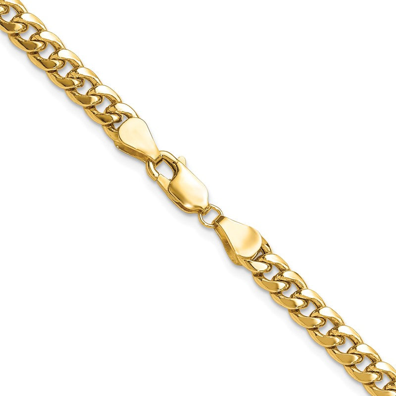 10K Yellow Gold 5.25mm Semi-Solid Miami Cuban Chain Necklace, 18" Inch