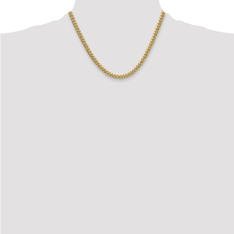 10K Yellow Gold 5.25mm Semi-Solid Miami Cuban Chain Necklace, 18" Inch