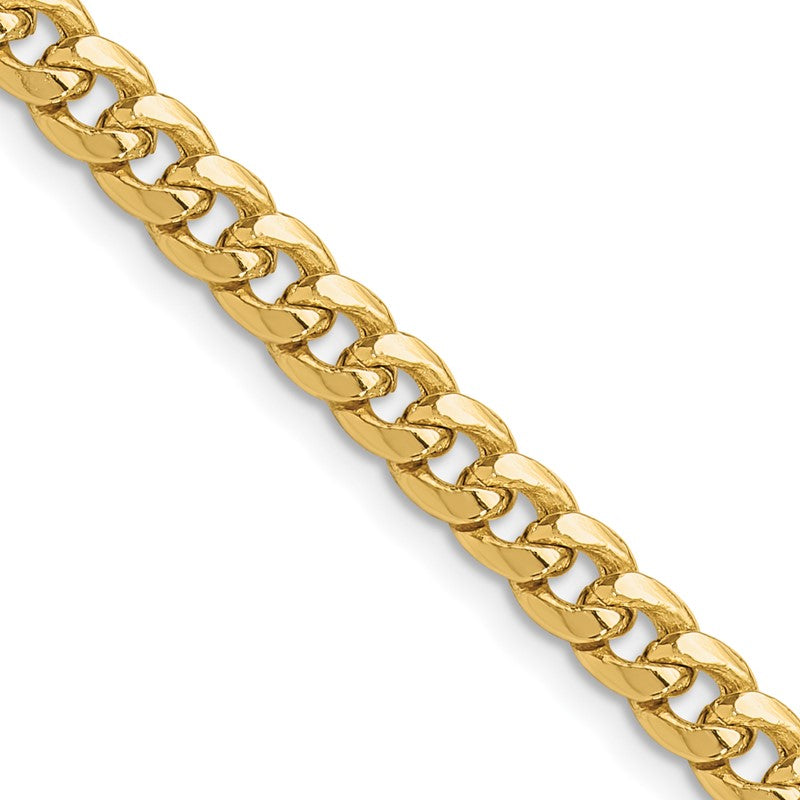 10K Yellow Gold 5.25mm Semi-Solid Miami Cuban Chain Necklace, 18" Inch