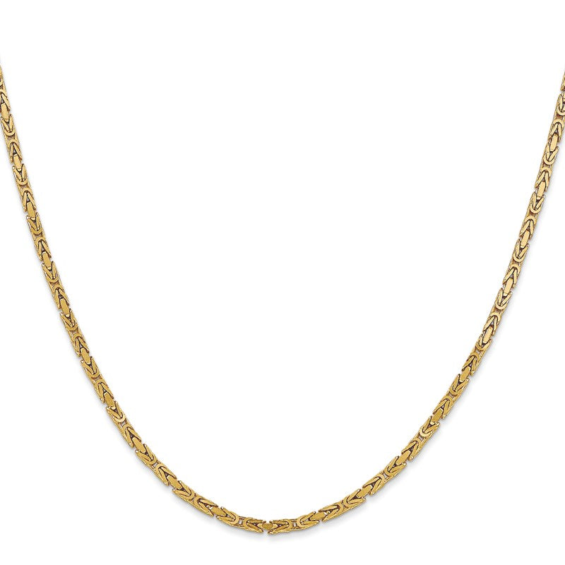 10K Yellow Gold 2mm Byzantine Chain Necklace, 20" Inch