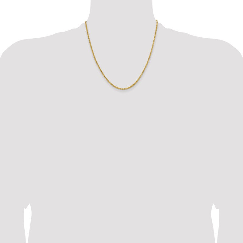 10K Yellow Gold 2mm Byzantine Chain Necklace, 20" Inch