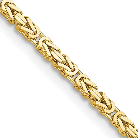 10K Yellow Gold 2mm Byzantine Chain Necklace, 20" Inch