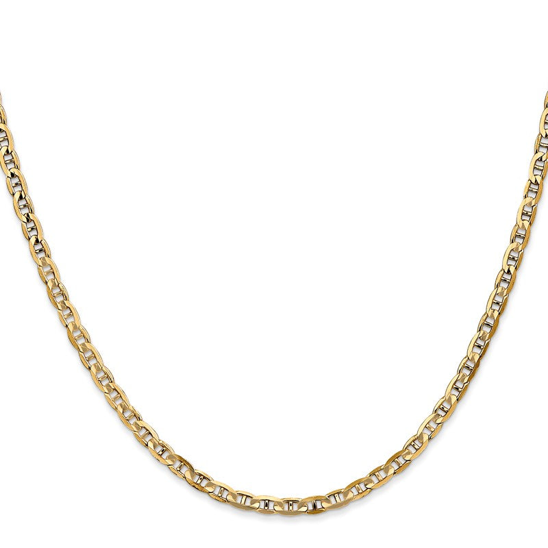 10K Yellow Gold 3mm Concave Anchor Chain Necklace, 18" Inch