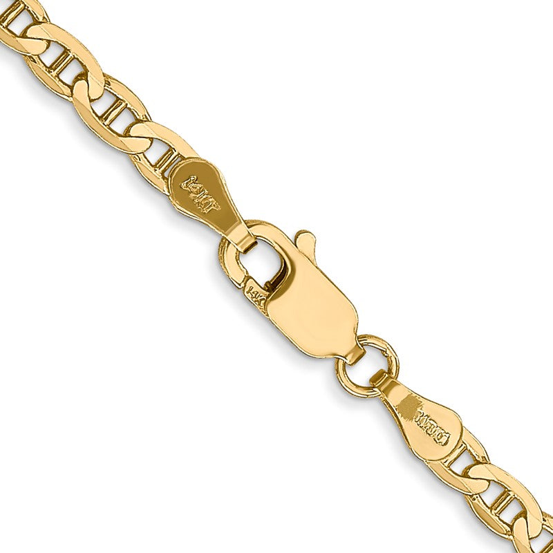 10K Yellow Gold 3mm Concave Anchor Chain Necklace, 18" Inch