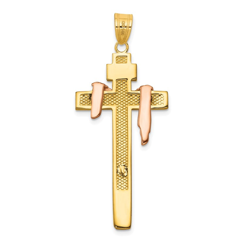 10K Tri-Color Gold Draped INRI Crucifix Charm Pendant