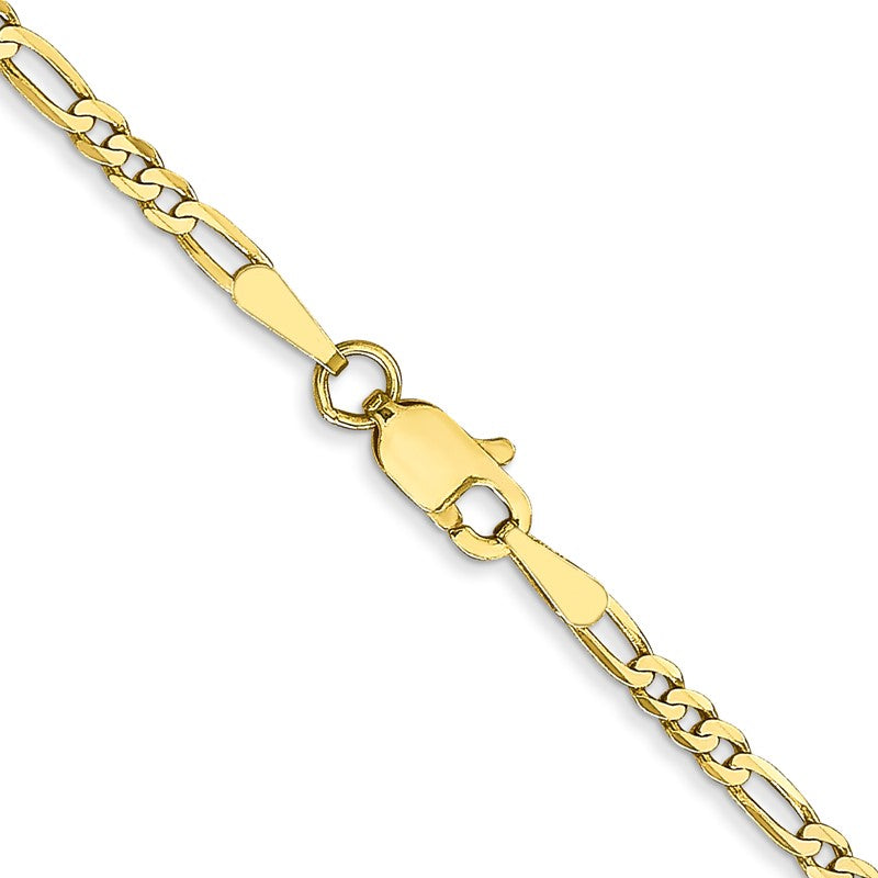 10K Yellow Gold Unisex 2.2mm Flat Figaro Chain Necklace, 16" Inch