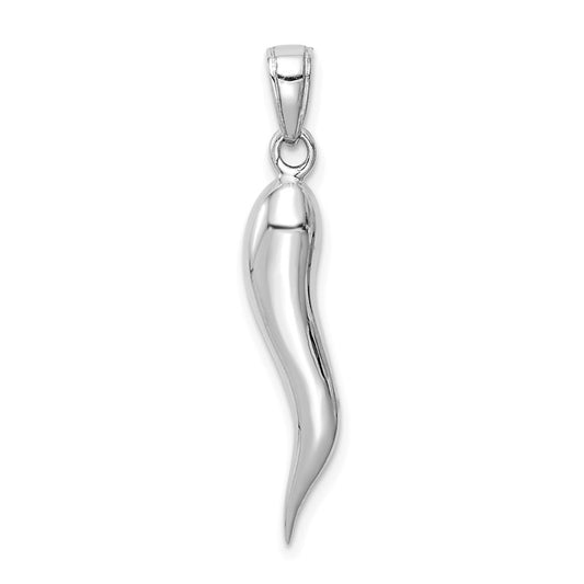 10k White Gold 3-D Italian Horn Charm Pendant