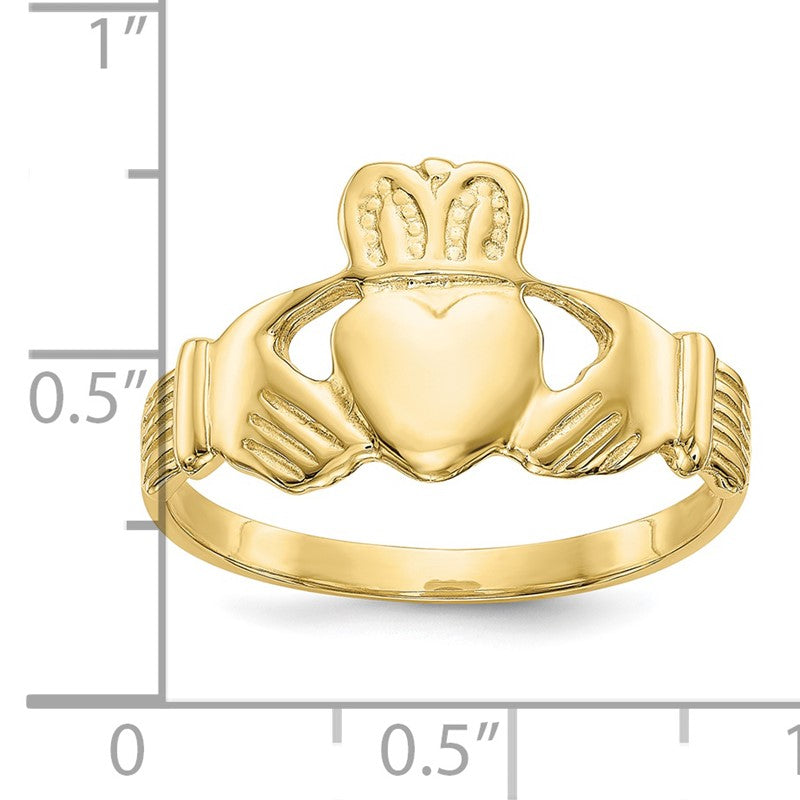 10K Yellow Gold Women's Claddagh Ring, Size 9.5