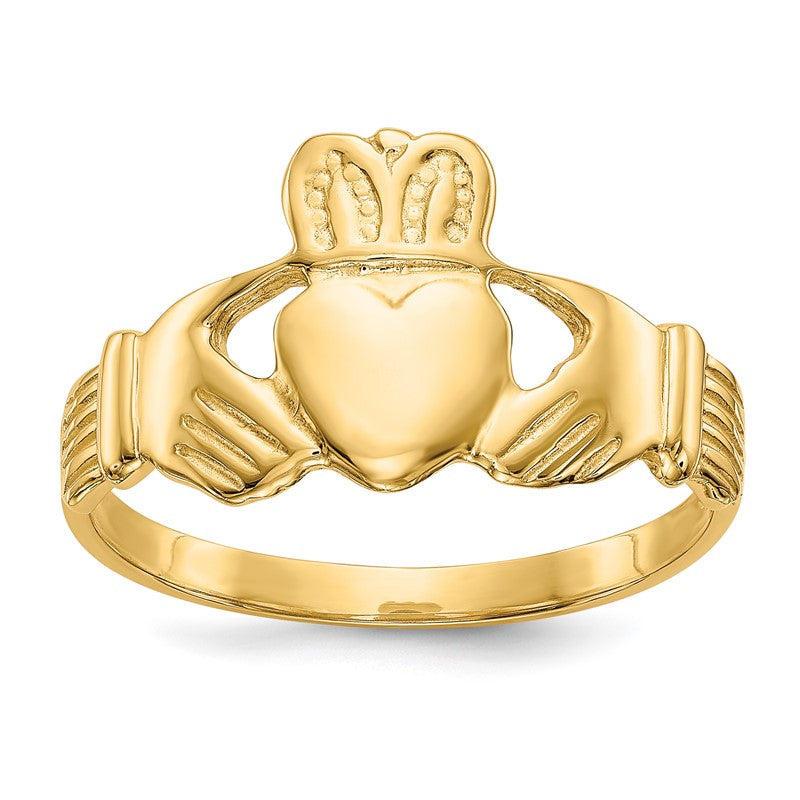 10K Yellow Gold Women's Claddagh Ring, Size 9.5