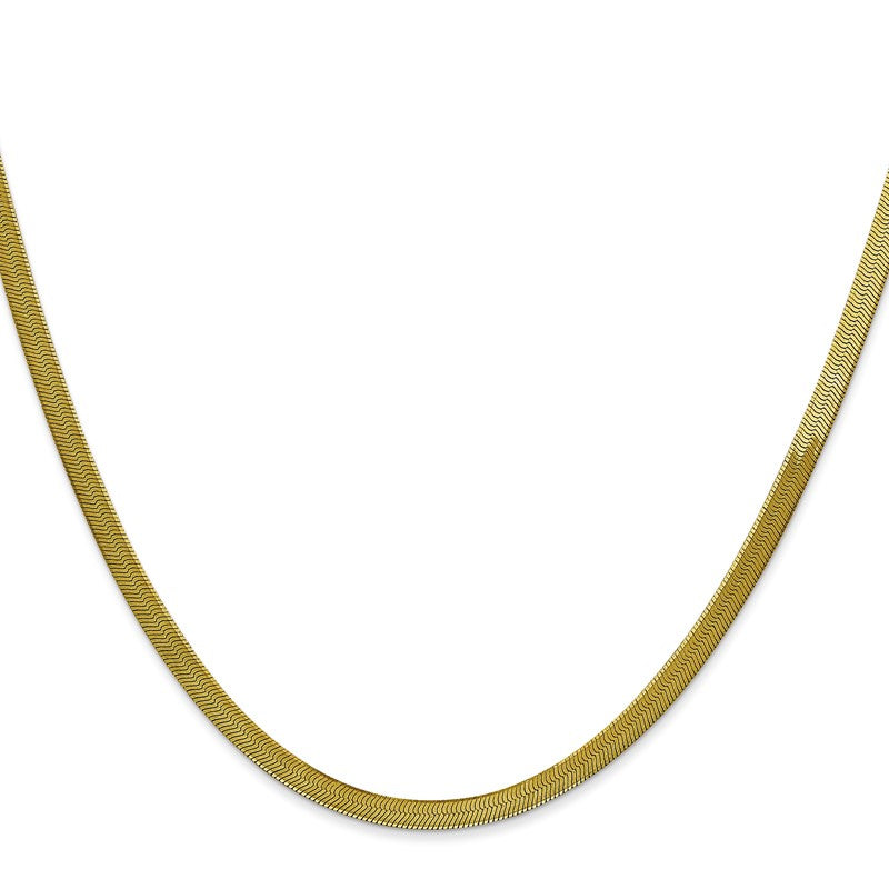 10K Yellow Gold 3mm Silky Herringbone Chain Necklace, 22" Inch