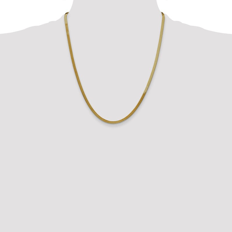 10K Yellow Gold 3mm Silky Herringbone Chain Necklace, 22" Inch