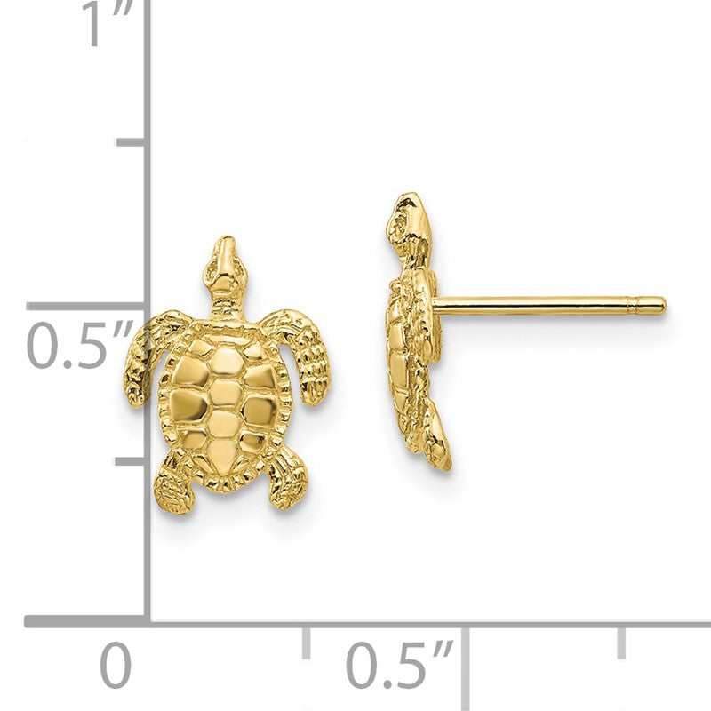 10K Yellow Gold Women's Turtle Post Stud Earrings