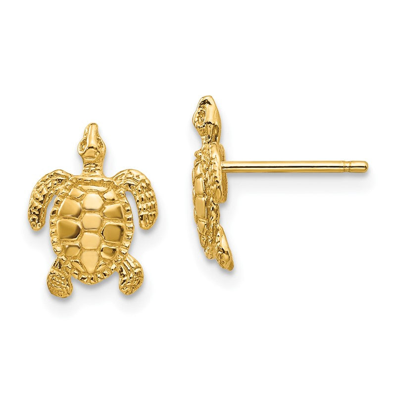 10K Yellow Gold Women's Turtle Post Stud Earrings