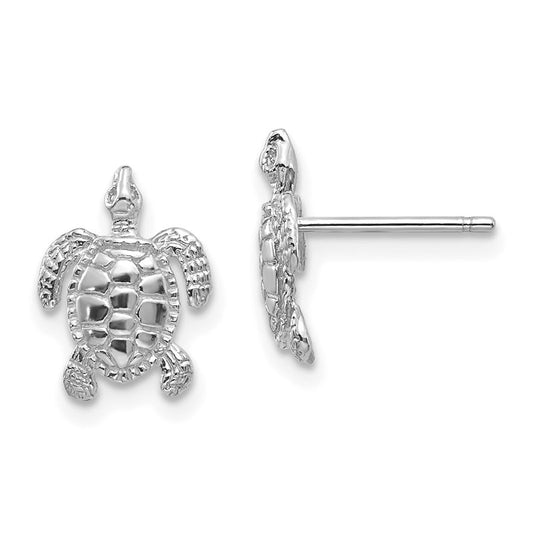 10k White Gold Women's Turtle Post Stud Earrings