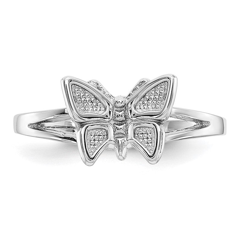 10K White Gold Women's Butterfly Ring, Size 5