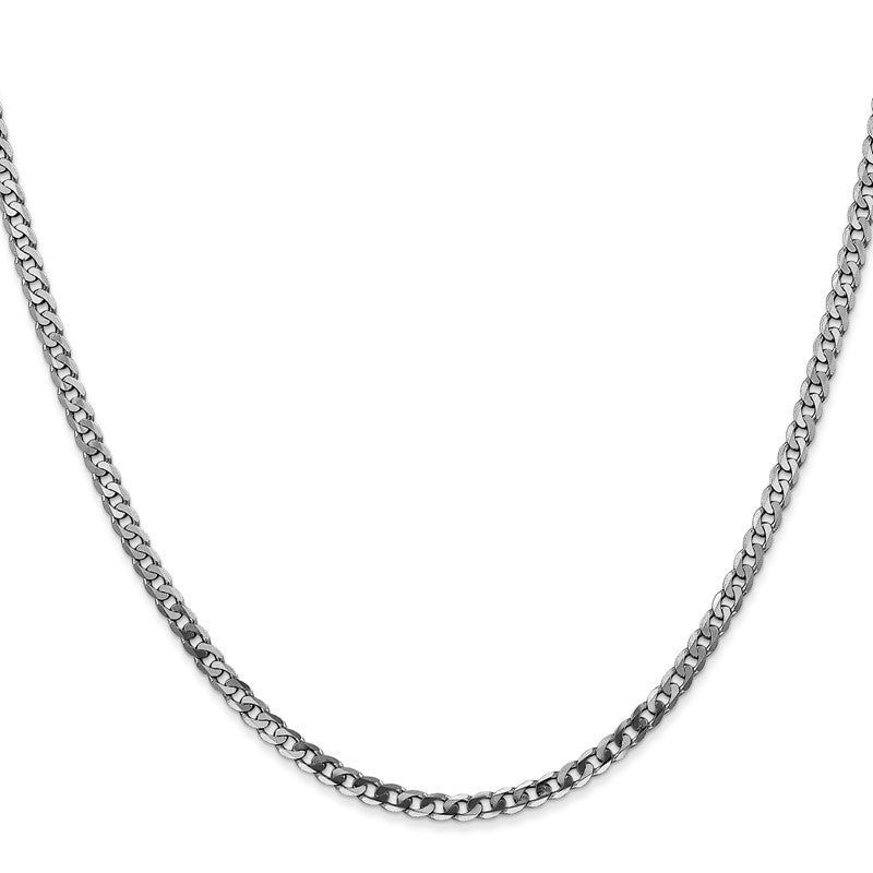 10K White Gold 2.9mm Flat Beveled Curb Link Chain Necklace, 16" Inch