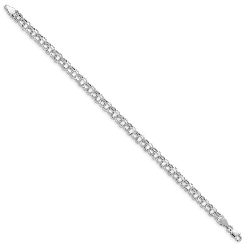 10k Women's White Gold Lite 5mm Double Link Charm Bracelet, 7.25 Inch