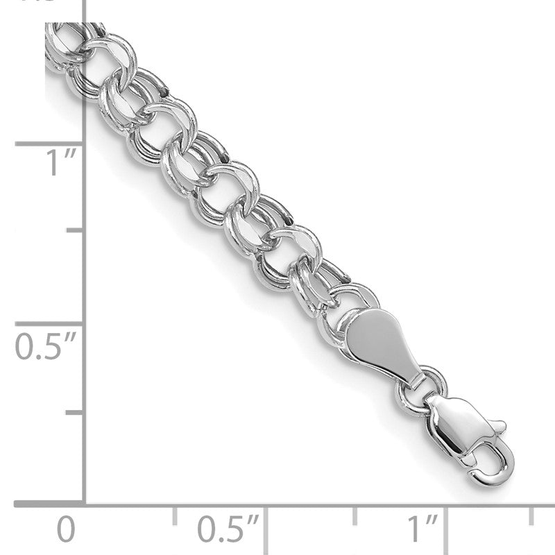 10k Women's White Gold Lite 5mm Double Link Charm Bracelet, 7.25 Inch