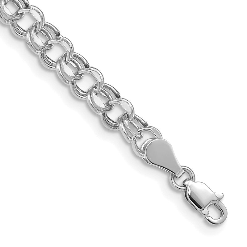 10k Women's White Gold Lite 5mm Double Link Charm Bracelet, 7.25 Inch