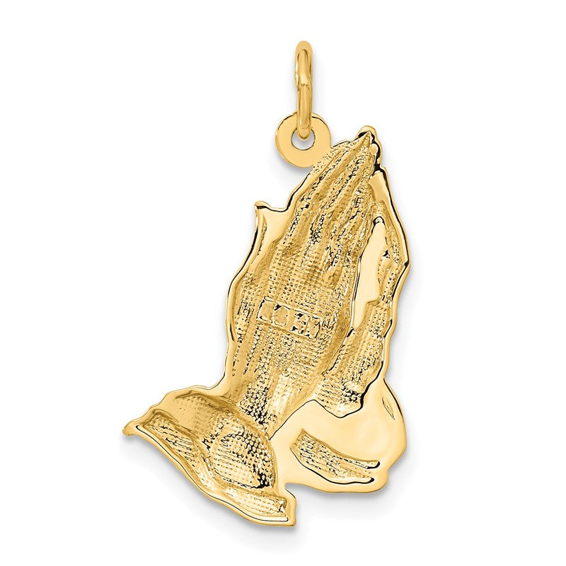 10K Yellow Gold Praying Hands Charm Pendant