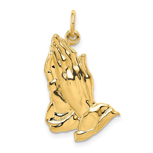 10K Yellow Gold Praying Hands Charm Pendant