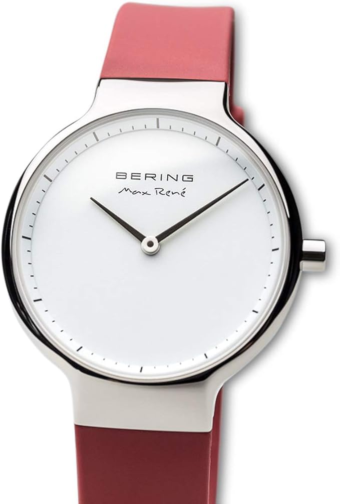 BERING Max Rene Silver Case Red Strap Women's Watch 15531-500 MSRP $199.00