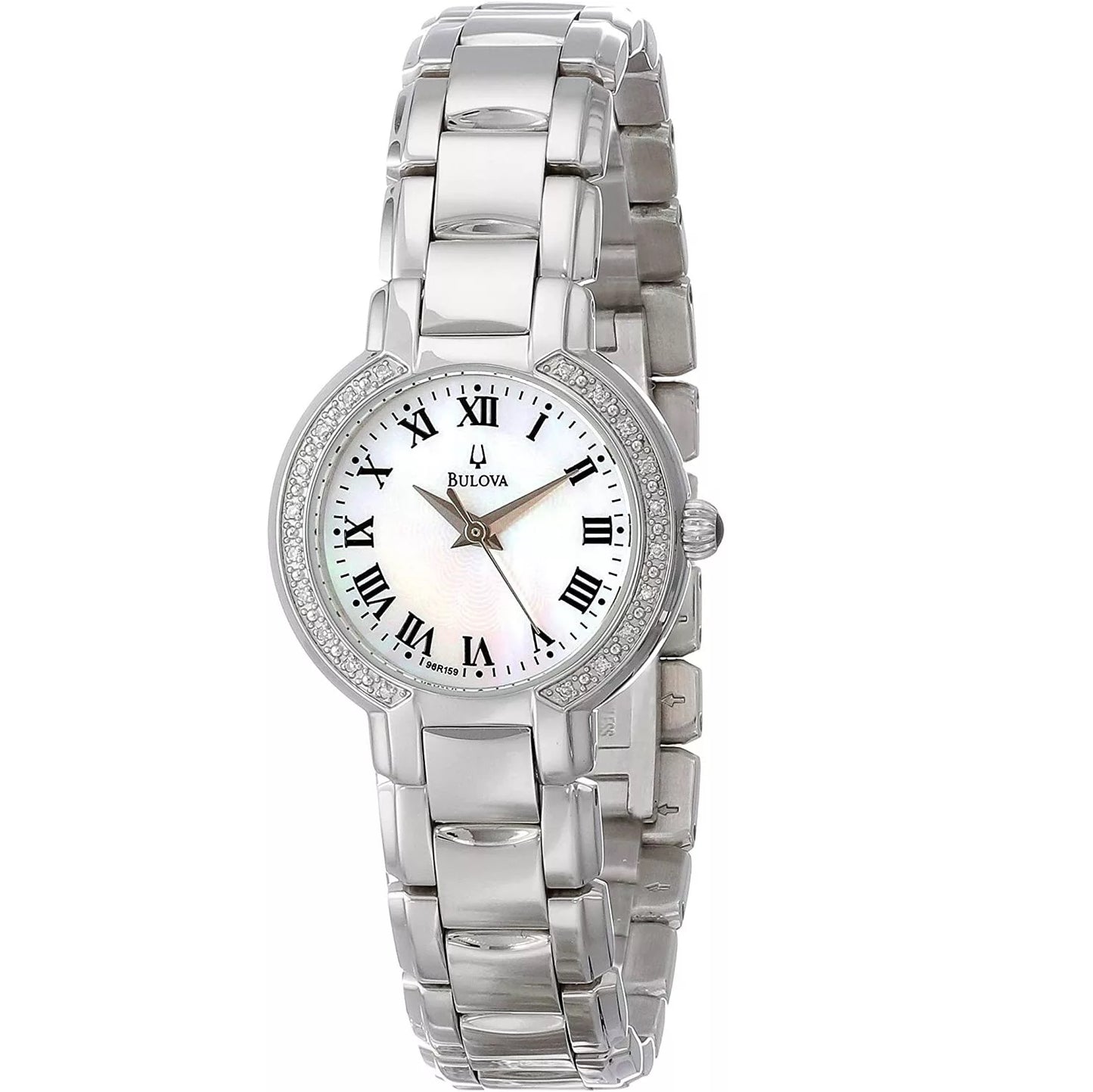 Bulova 96R159 Mother-of-Pearl Dial Stainless Steel 28 Diamonds Womens Watch $425