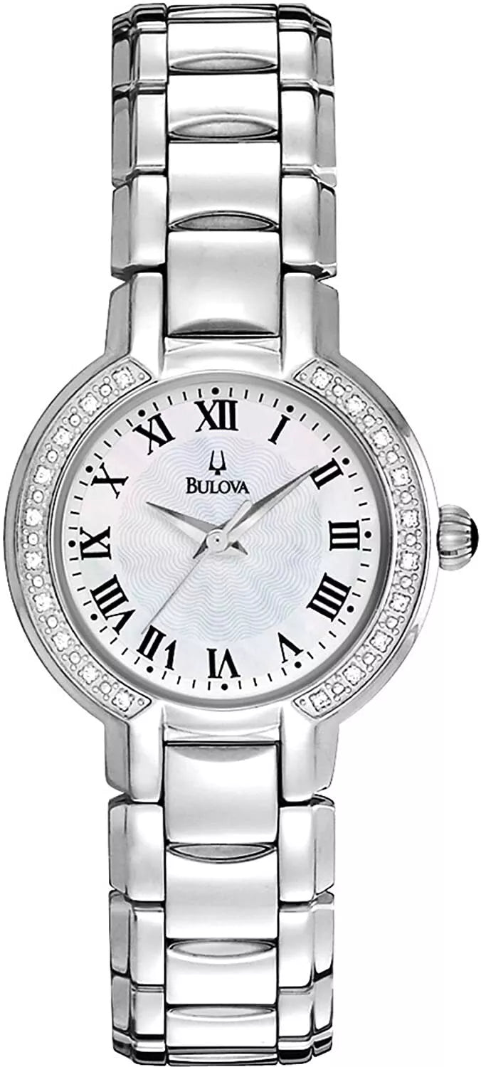 Bulova 96R159 Mother-of-Pearl Dial Stainless Steel 28 Diamonds Womens Watch $425