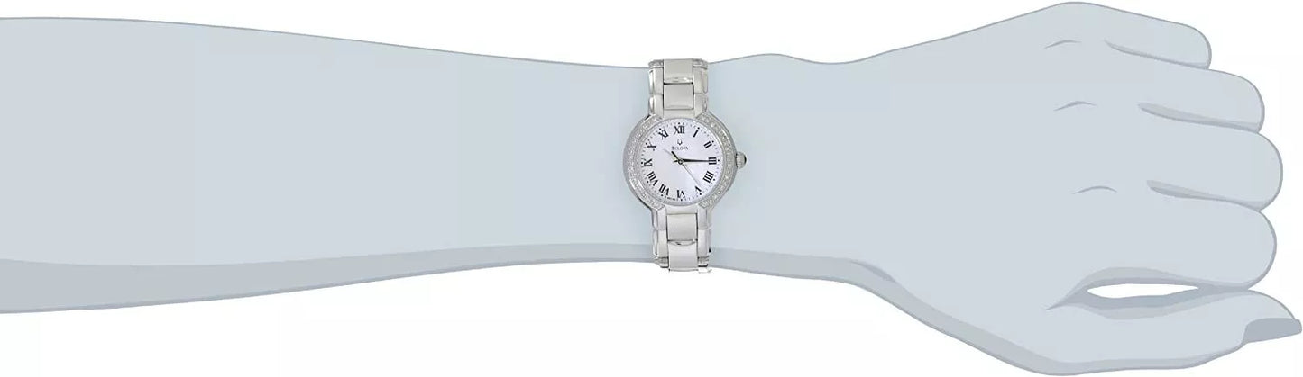 Bulova 96R159 Mother-of-Pearl Dial Stainless Steel 28 Diamonds Womens Watch $425