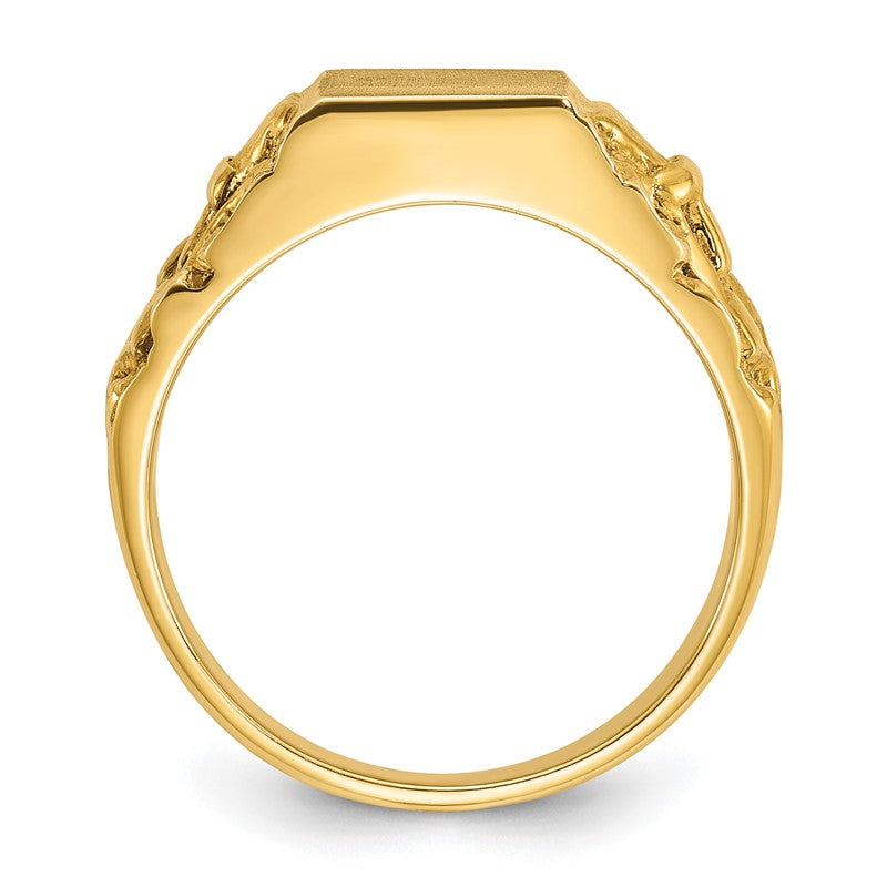 14k Yellow Gold Men's IBGoodman 13x9mm Signet Ring, Size 10