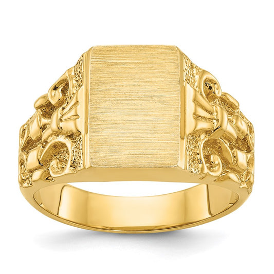 14k Yellow Gold Men's IBGoodman 13x9mm Signet Ring, Size 10