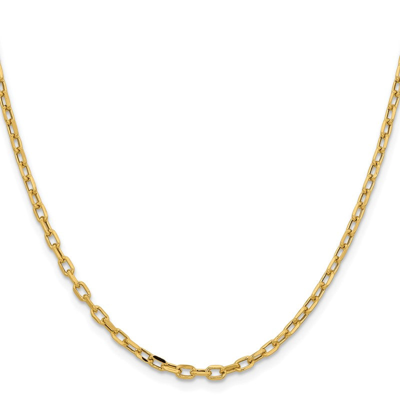 14K Yellow Gold 3mm Semi-Solid Open Link Cable Chain Necklace, 18" Inch