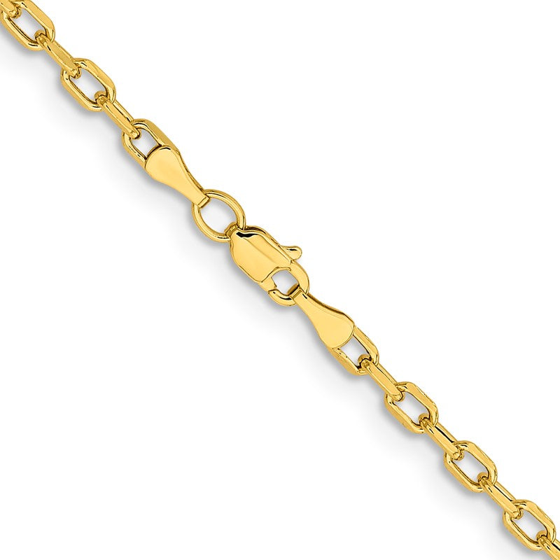 14K Yellow Gold 3mm Semi-Solid Open Link Cable Chain Necklace, 18" Inch