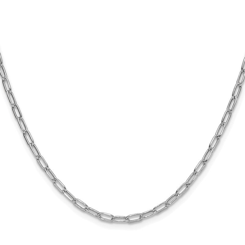 14k White Gold 3.0mm Semi-Solid Beveled Paperclip Chain Necklace, 22" Inch