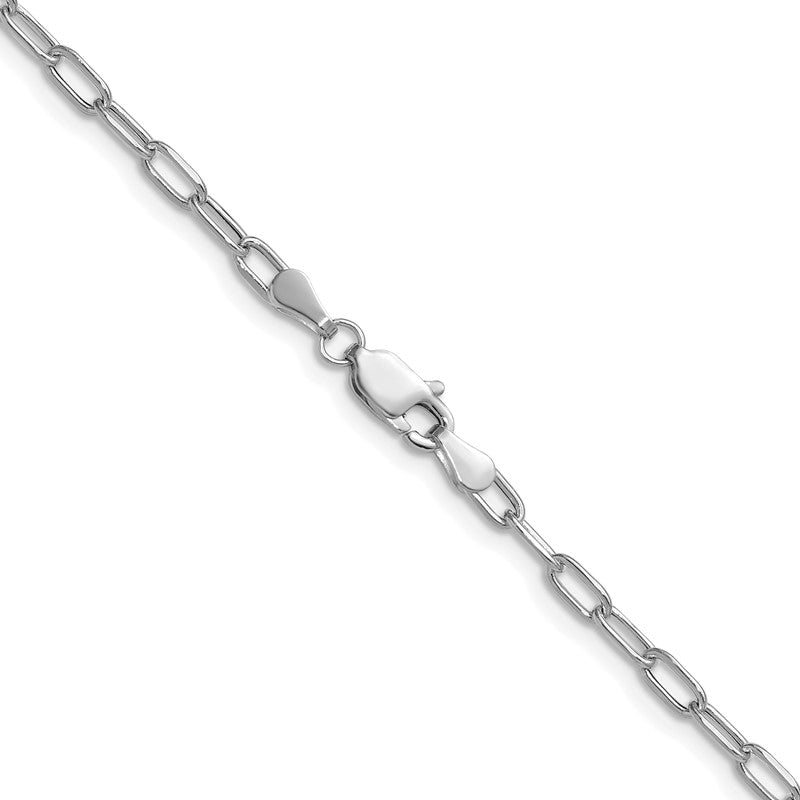 14k White Gold 3.0mm Semi-Solid Beveled Paperclip Chain Necklace, 22" Inch