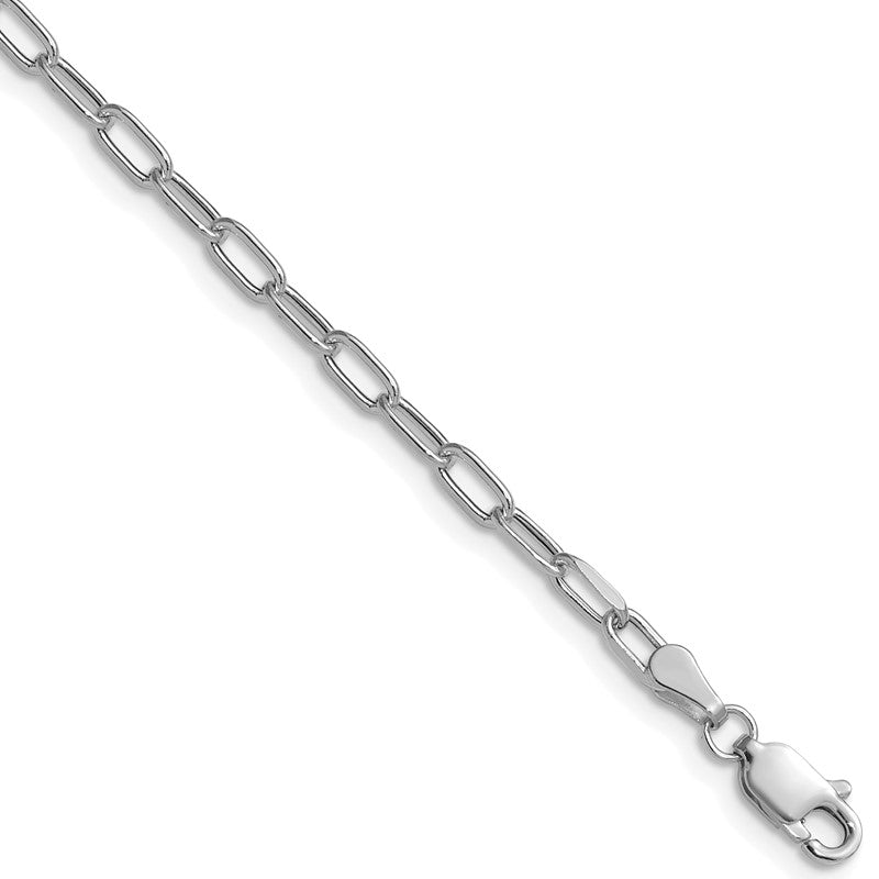 14k White Gold 3.0mm Semi-Solid Beveled Paperclip Chain Necklace, 22" Inch