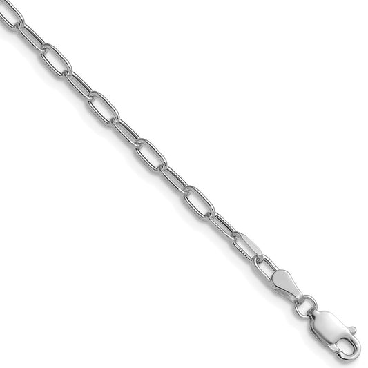 14k White Gold 3.0mm Semi-Solid Beveled Paperclip Chain Necklace, 22" Inch