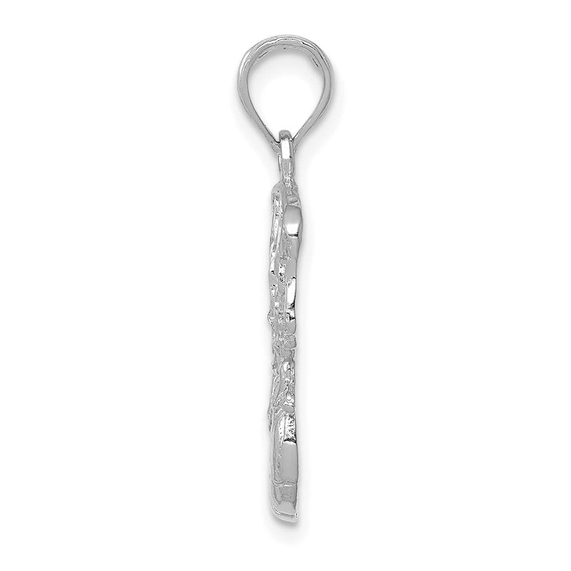 14K White Gold Swoosh Basketball and Net Charm Pendant