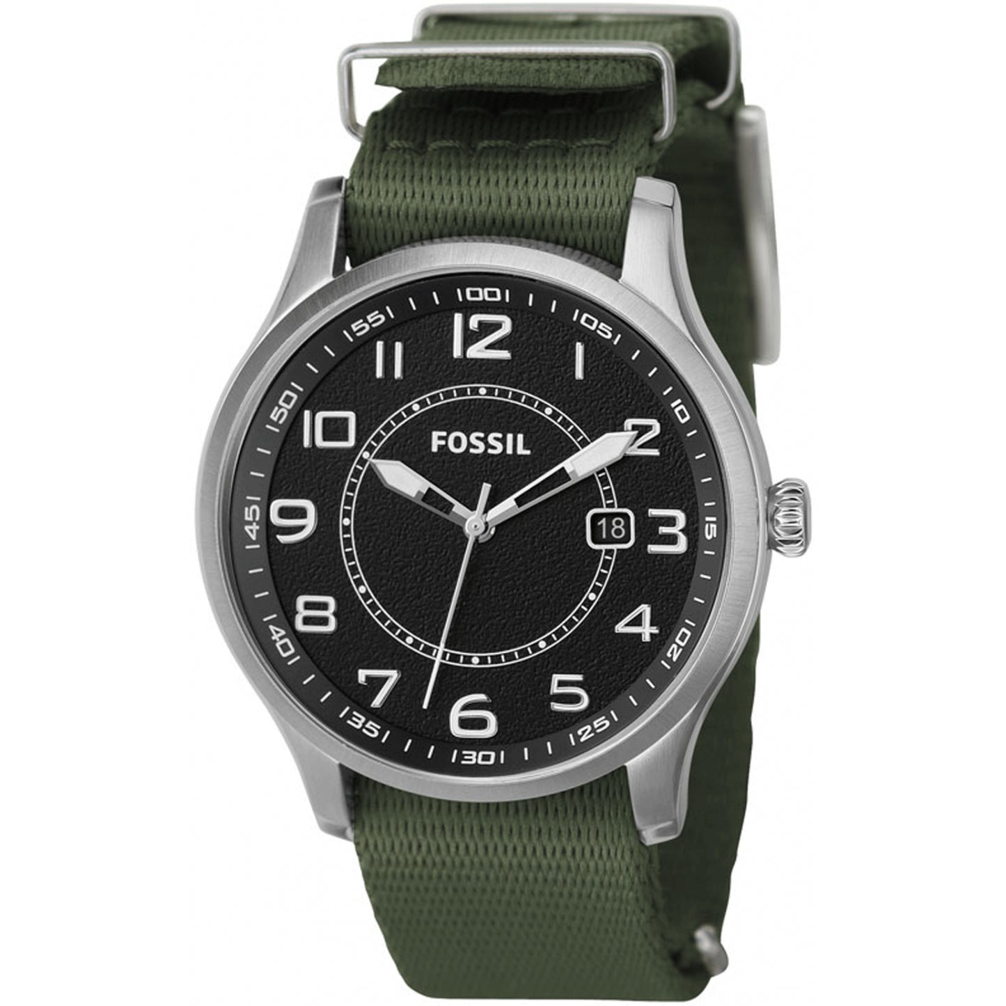 Fossil Recruiter Black Dial Green Nylon Strap Men's Watch FS4511 MSRP $120