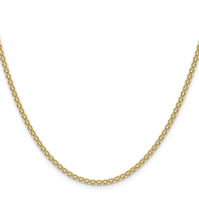 14k Yellow Gold 2.2mm Lightweight Flat Bismark Chain Necklace, 18" Inch