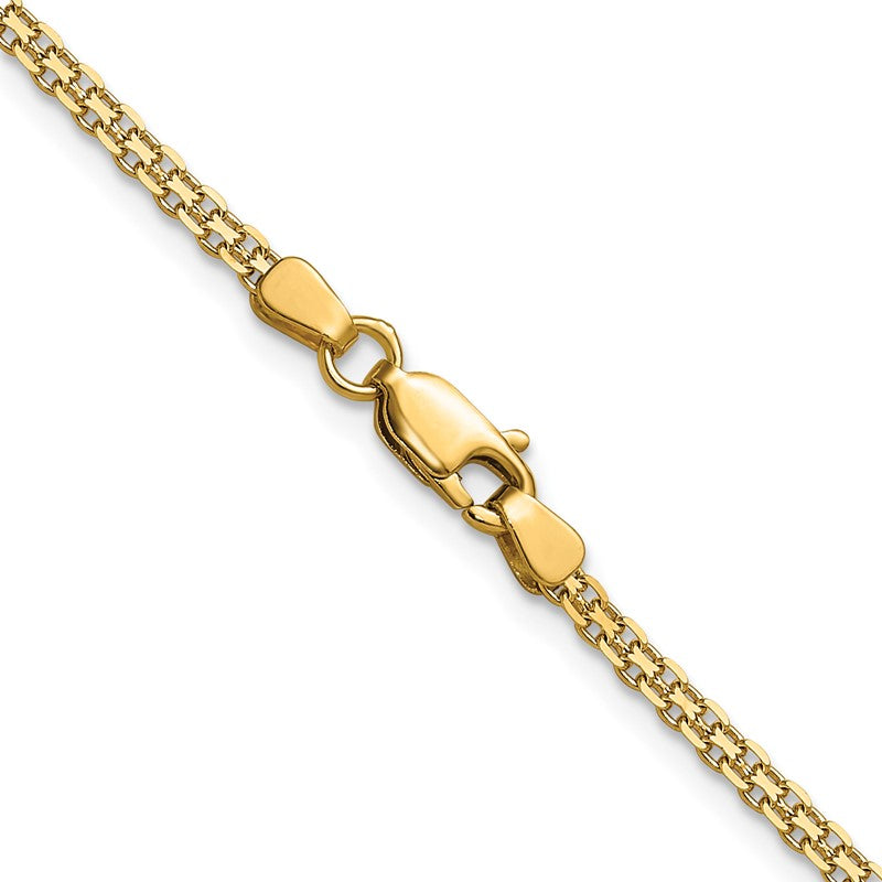 14k Yellow Gold 2.2mm Lightweight Flat Bismark Chain Necklace, 18" Inch