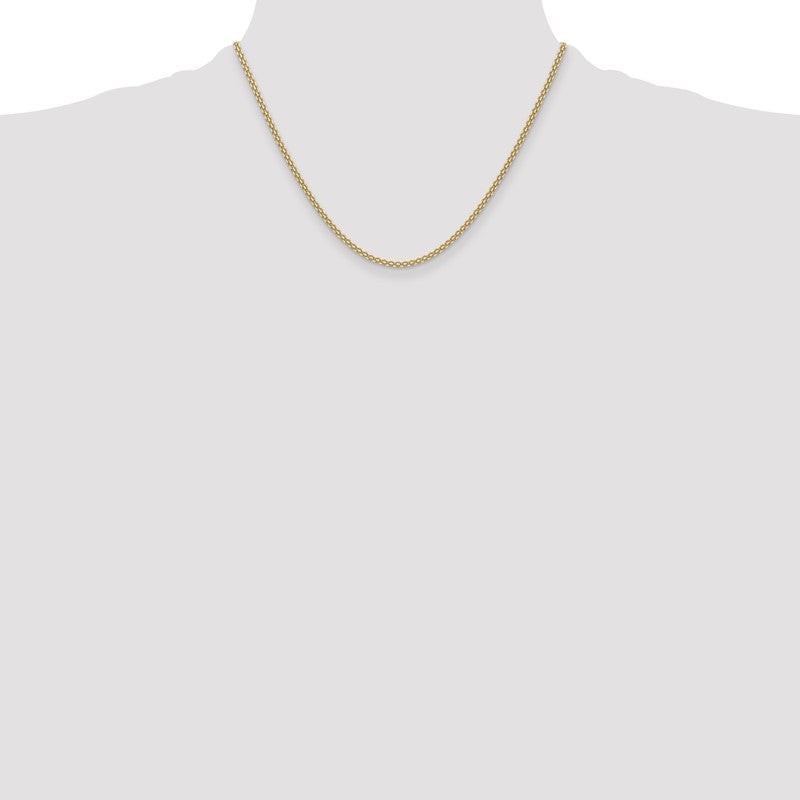 14k Yellow Gold 2.2mm Lightweight Flat Bismark Chain Necklace, 18" Inch