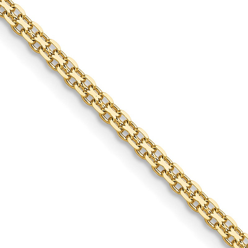 14k Yellow Gold 2.2mm Lightweight Flat Bismark Chain Necklace, 18" Inch