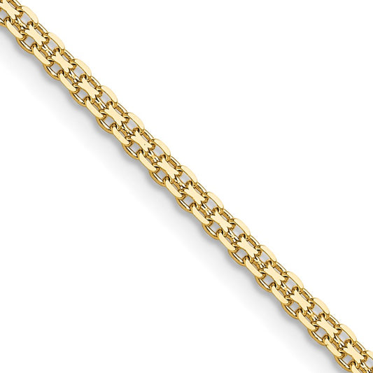 14k Yellow Gold 2.2mm Lightweight Flat Bismark Chain Necklace, 18" Inch